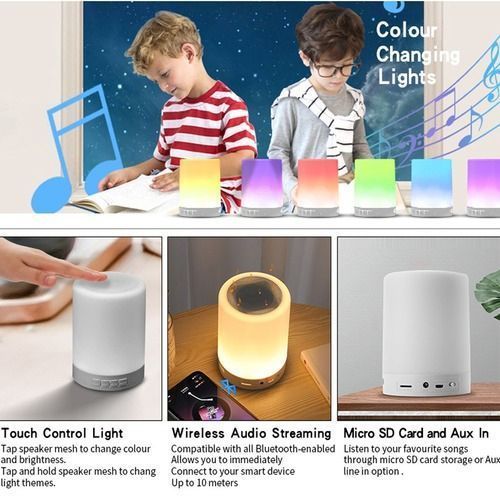 Bluetooth speaker LED Touch Nightlight Portable Bluetooth, White - alternate view