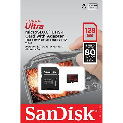 SanDisk Ultra 128GB microSDXC UHS-I Card with Adapter - alternate view